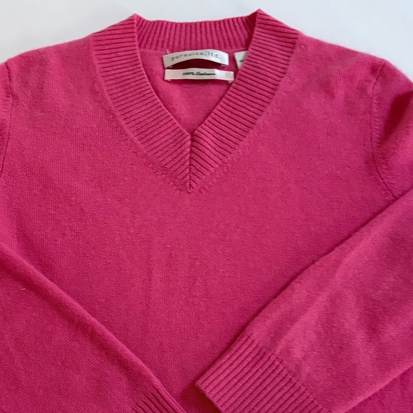 Pursuits Ltd Sweater Cashmere 2-ply cashmere v- neck pink size medium - Picture 9 of 10